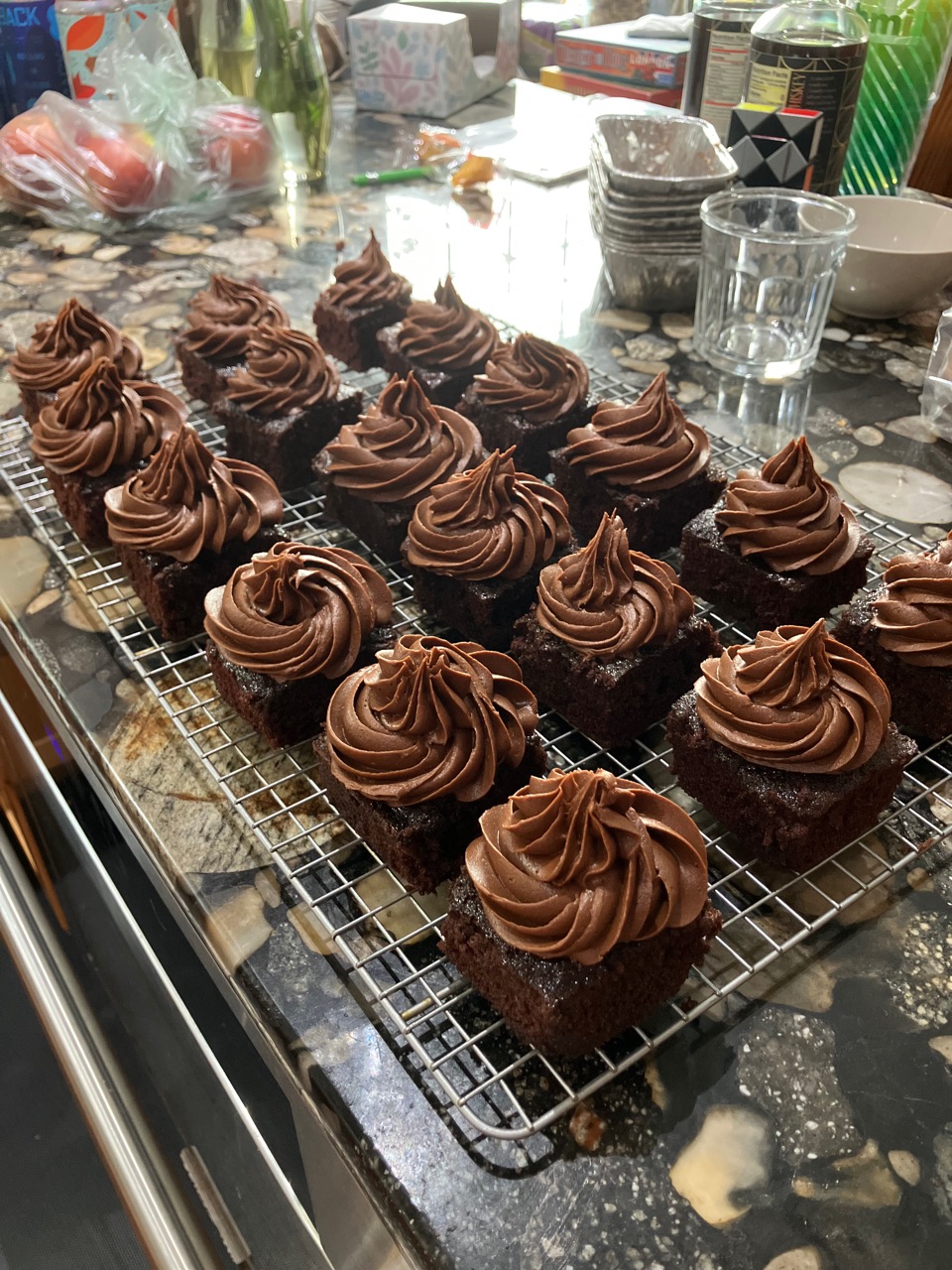 Homemade cupcakes with chocolate frosting